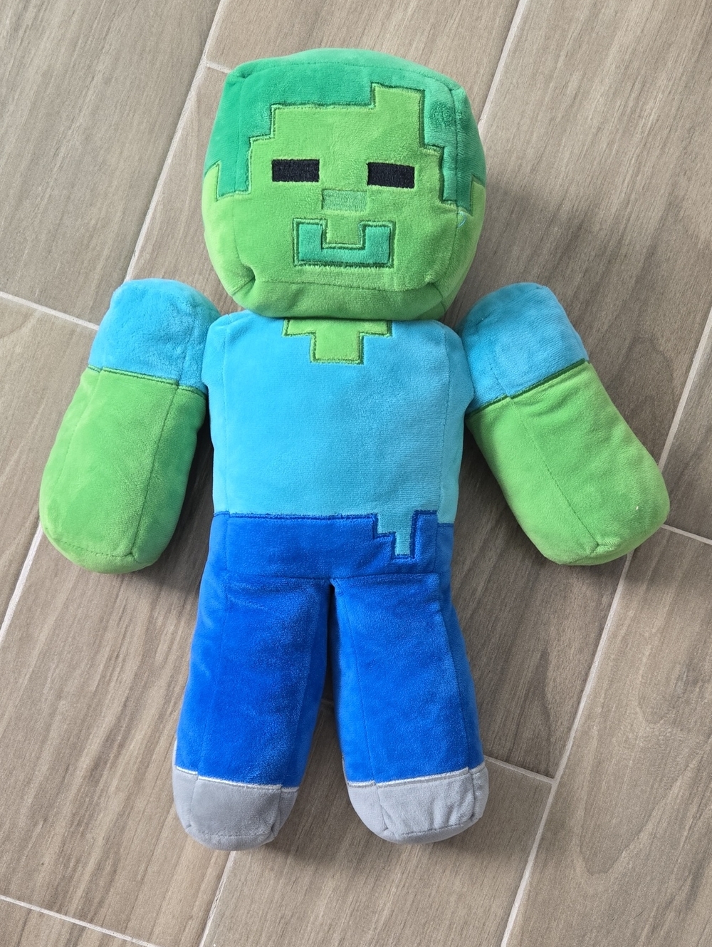 Minecraft-Inspired Green & Blue Plush Character - Kids Stuffed Toy